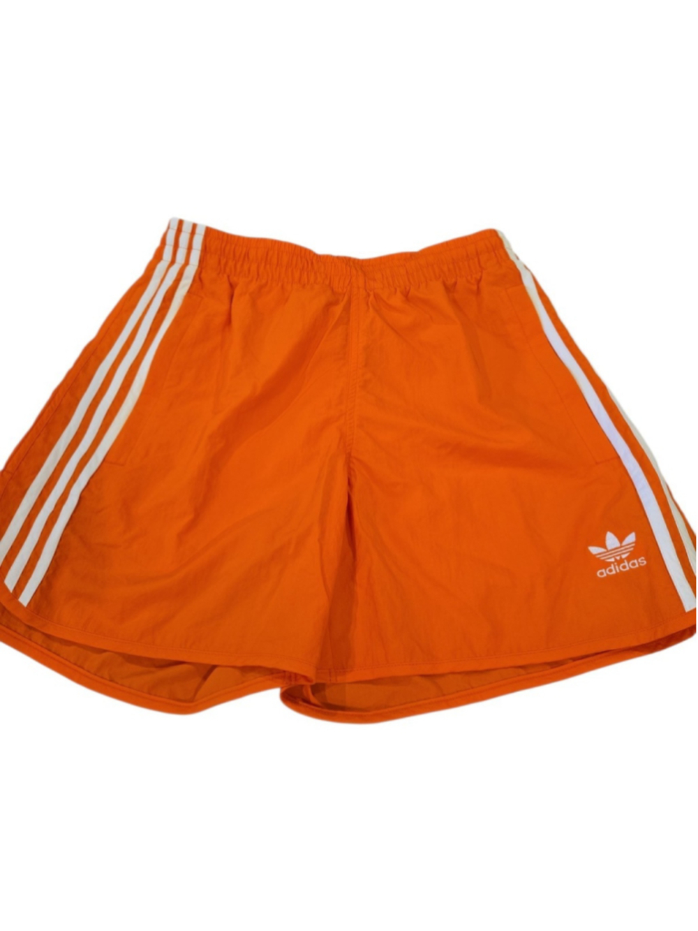 adidas Orange Athletic Shorts with White Stripes